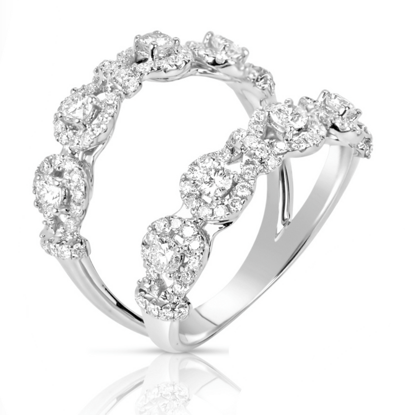 14K White Gold Diamond Double Open Halo Band