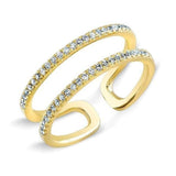Diamond Double Open Row Ring-Rings-majolie-Yellow Gold-4-