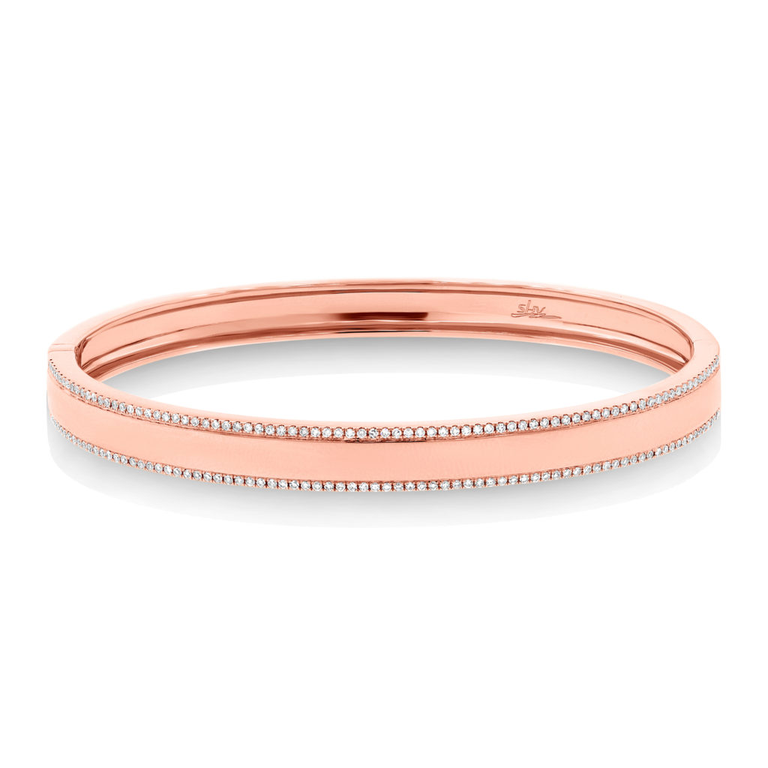 14K Rose Gold Diamond Double Row Bangle-Bracelets-Maurice's Jewelers-Rose Gold-