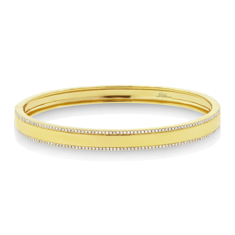 14K Rose Gold Diamond Double Row Bangle-Bracelets-Maurice's Jewelers-Yellow Gold-