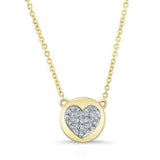 14K White Gold Diamond Double Sided Disc and Pave Heart Pendant-Necklaces-majolie-Yellow Gold-