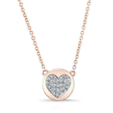 14K White Gold Diamond Double Sided Disc and Pave Heart Pendant-Necklaces-majolie-Rose Gold-