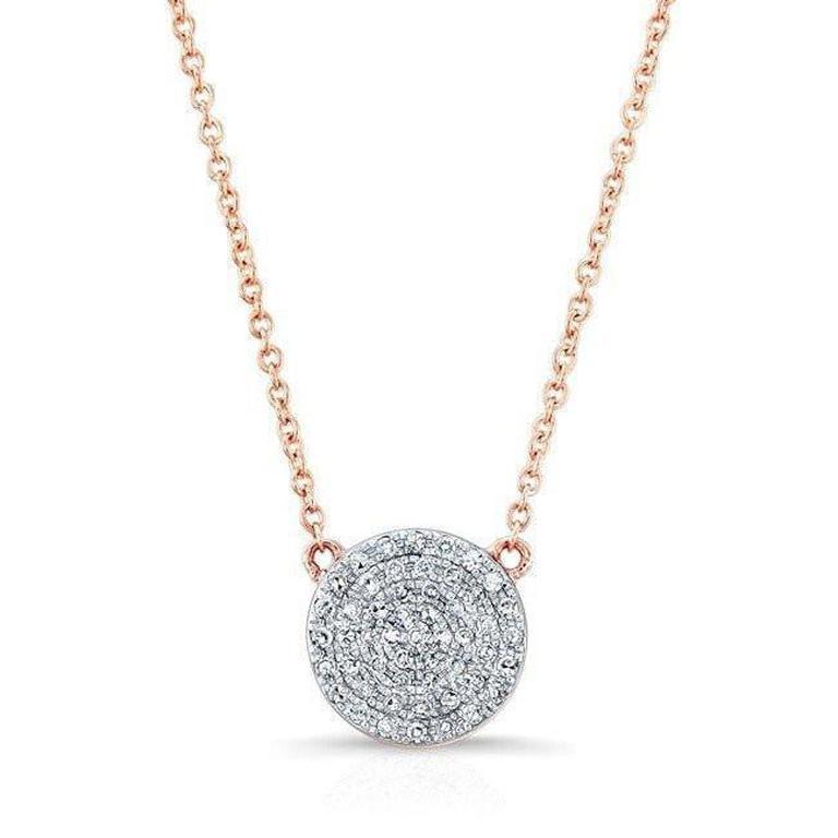 14K White Gold Diamond Double Sided Disc and Pave Heart Pendant-Necklaces-majolie-