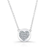 14K White Gold Diamond Double Sided Disc and Pave Heart Pendant-Necklaces-Maurice's Jewelers-White Gold-