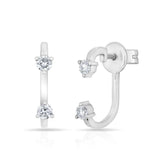 Diamond Double Stud Earrings-Earrings-majolie-White Gold-