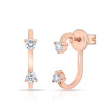 Diamond Double Stud Earrings-Earrings-majolie-Rose Gold-