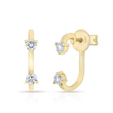 Diamond Double Stud Earrings-Earrings-majolie-Yellow Gold-