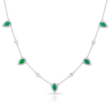 Diamond Emerald Pear Drop Necklace-Necklaces-majolie-White Gold-