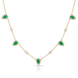 Diamond Emerald Pear Drop Necklace-Necklaces-majolie-Yellow Gold-