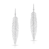 Diamond Feather Dangling Earrings-EARRINGS-majolie-White Gold-