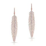 Diamond Feather Dangling Earrings-EARRINGS-majolie-Rose Gold-