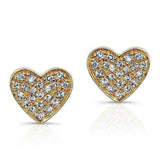 Diamond Flat Heart Stud Earrings-EARRINGS-majolie-Yellow Gold-