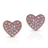 Diamond Flat Heart Stud Earrings-EARRINGS-majolie-Rose Gold-