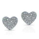Diamond Flat Heart Stud Earrings-EARRINGS-majolie-White Gold-
