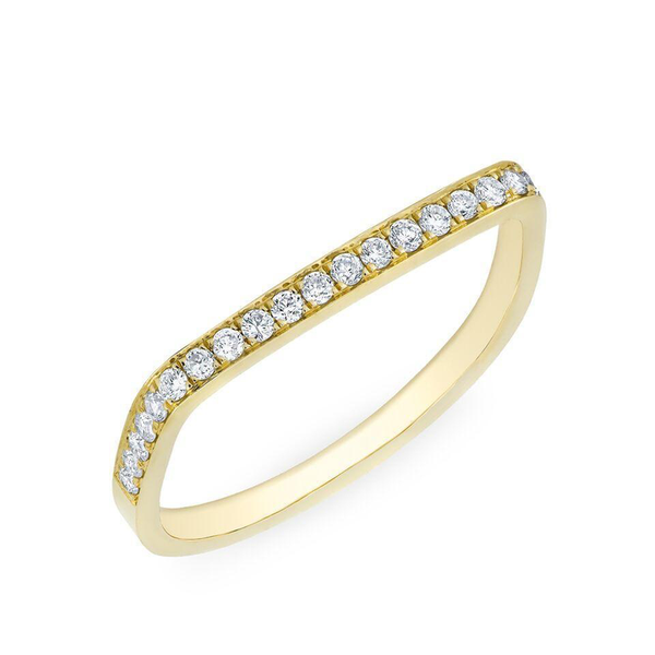 14K Yellow Gold Diamond Flat Top Stacking Ring