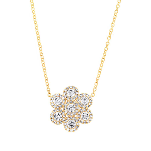 14K White Gold Diamond Flower Necklace-Necklaces-Maurice's Jewelers-Yellow Gold-