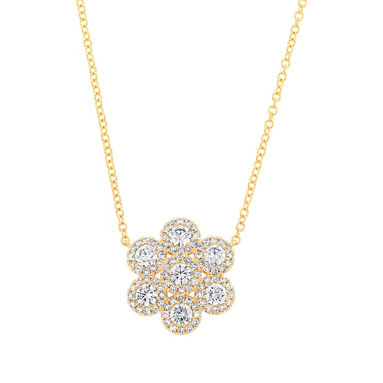 14K White Gold Diamond Flower Necklace-Necklaces-Maurice's Jewelers-Yellow Gold-