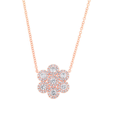 14K Yellow Gold Diamond Flower Necklace