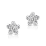 Diamond Flower Stud Earrings-Earrings-majolie-White Gold-