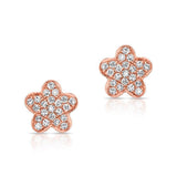 Diamond Flower Stud Earrings-Earrings-majolie-Rose Gold-