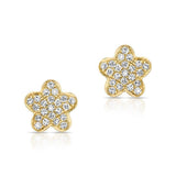 Diamond Flower Stud Earrings-Earrings-majolie-Yellow Gold-