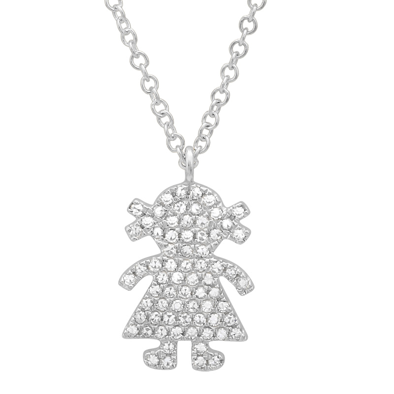 14K White Gold Diamond Girl Pendant – Maurice's Jewelers