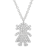 14K White Gold Diamond Girl Pendant-Necklaces-Maurice's Jewelers-White Gold-