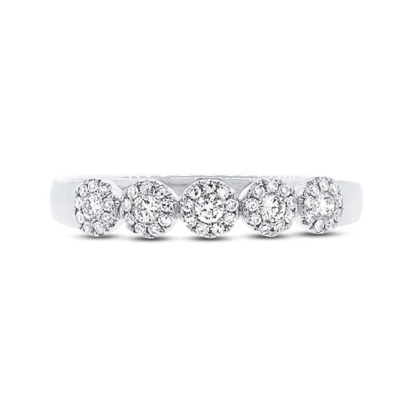 14K White Gold Diamond Halo Small Band-Rings-Maurice's Jewelers-