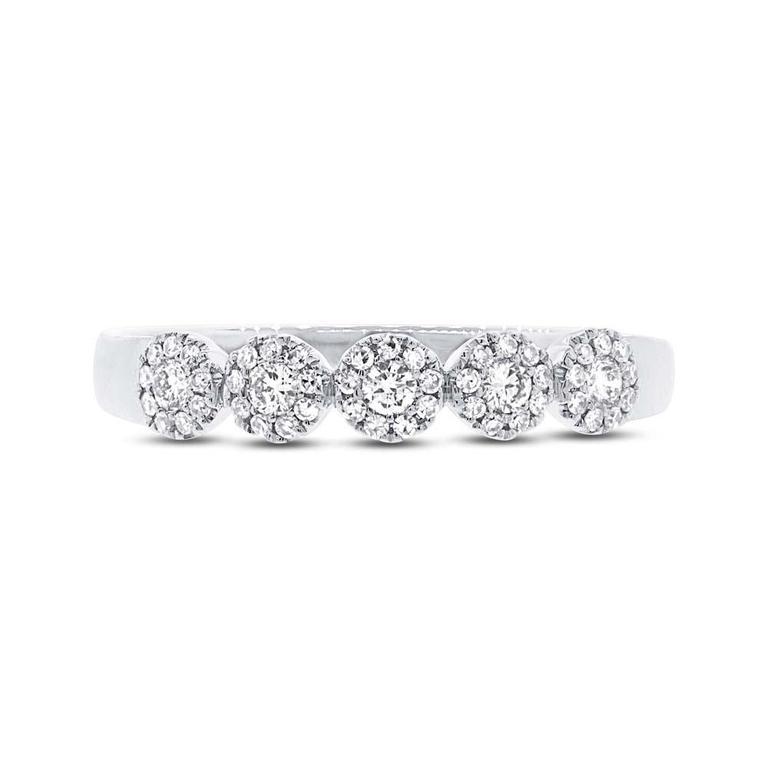 14K White Gold Diamond Halo Small Band-Rings-Maurice's Jewelers-