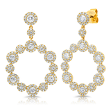 14K White Gold Diamond Halo Circle Dangle Earrings-Earrings-Maurice's Jewelers-Yellow Gold-