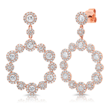 14K White Gold Diamond Halo Circle Dangle Earrings-Earrings-Maurice's Jewelers-Rose Gold-