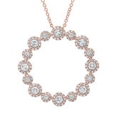 14K White Gold Diamond Halo Circle Pendant-Necklaces-Maurice's Jewelers-Rose Gold-