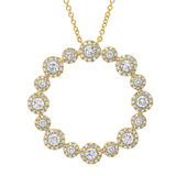 14K White Gold Diamond Halo Circle Pendant-Necklaces-Maurice's Jewelers-Yellow Gold-
