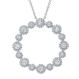 14K White Gold Diamond Halo Circle Pendant-Necklaces-Maurice's Jewelers-White Gold-