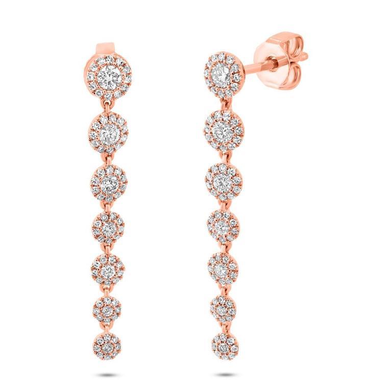 14K White Gold Diamond Halo Dangle Earring