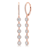 14K White Gold Diamond Halo Dangle Earrings