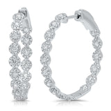 14K Yellow Gold Diamond Halo Hoop Earrings-Earrings-Maurice's Jewelers-White Gold-