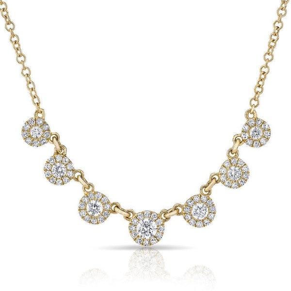 Diamond Halo Necklace-Necklaces-majolie-Yellow Gold-