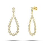 14K Rose Gold Diamond Halo Pear Drop Earrings