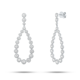 14K White Gold Diamond Halo Pear Drop Earrings