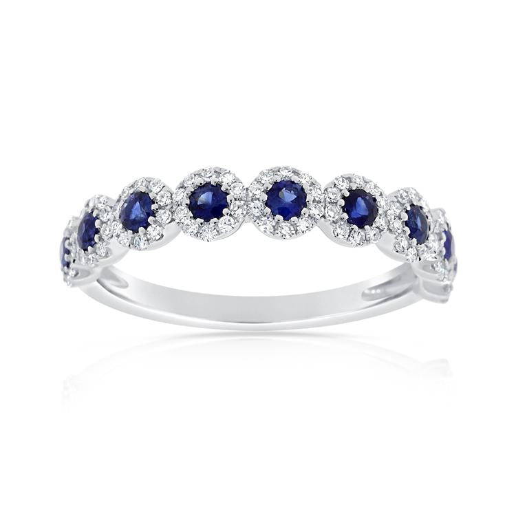 Diamond Halo Sapphire Ring-Rings-aaron jewelry-4-