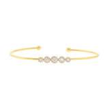 14K White Gold Diamond Graduating (5) Cluster Cuff Bangle