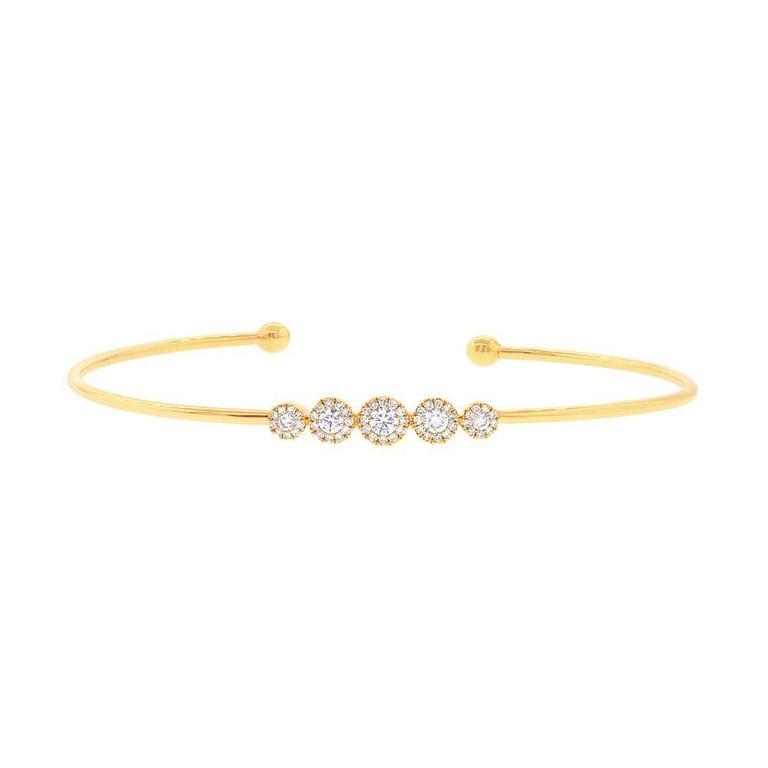 14K Rose Gold Diamond Graduating (5) Cluster Cuff Bangle-Bracelets-Maurice's Jewelers-Yellow Gold-