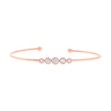 14K White Gold Diamond Graduating (5) Cluster Cuff Bangle