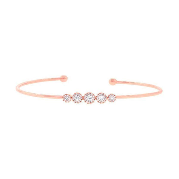14K Rose Gold Diamond Graduating (5) Cluster Cuff Bangle-Bracelets-Maurice's Jewelers-Rose Gold-