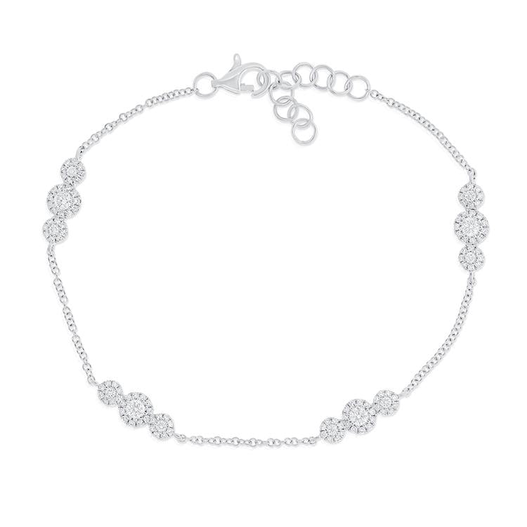 14K White Gold Diamond Halo Trio Bracelet-Bracelets-Maurice's Jewelers-