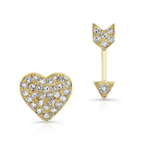 Diamond Heart and Arrow Earrings-earrings-majolie-Yellow Gold-