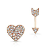 Diamond Heart and Arrow Earrings-earrings-majolie-Rose Gold-