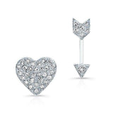 Diamond Heart and Arrow Earrings-earrings-majolie-White Gold-