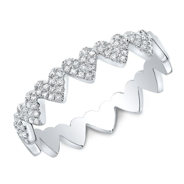 14K Rose Gold Diamond Heart Stackable Band-Rings-Maurice's Jewelers-White Gold-4-